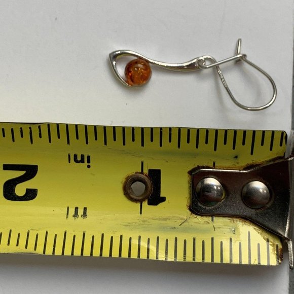 Amber and Silver Earrings, Unique Drop Dangle BOTW - Picture 8 of 8